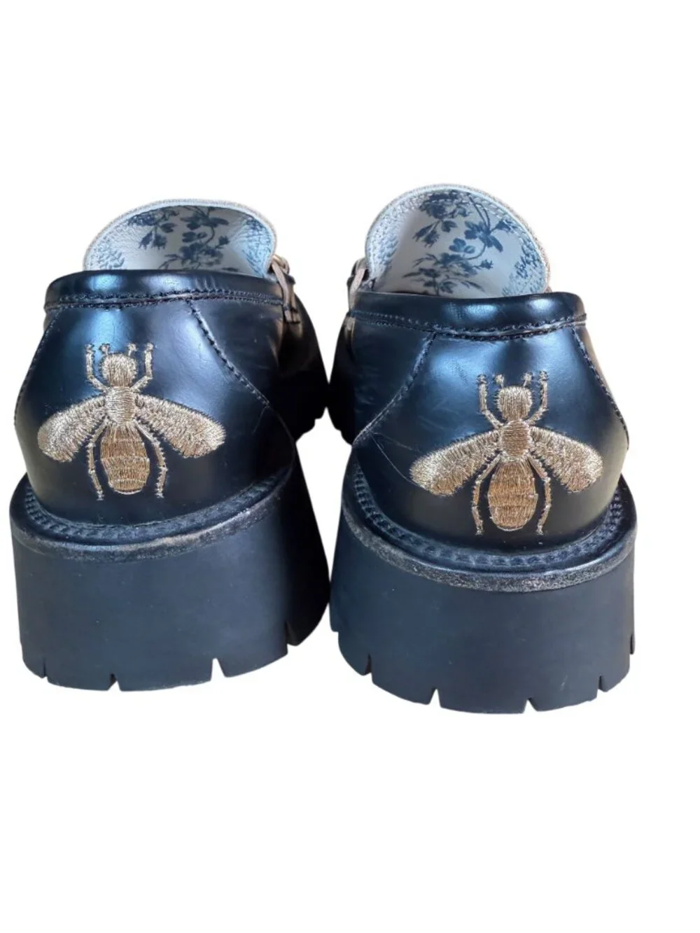 Gucci Cordovan Harald Black Leather Horsebit Lug Sole Loafers Size EU 37 US 7
